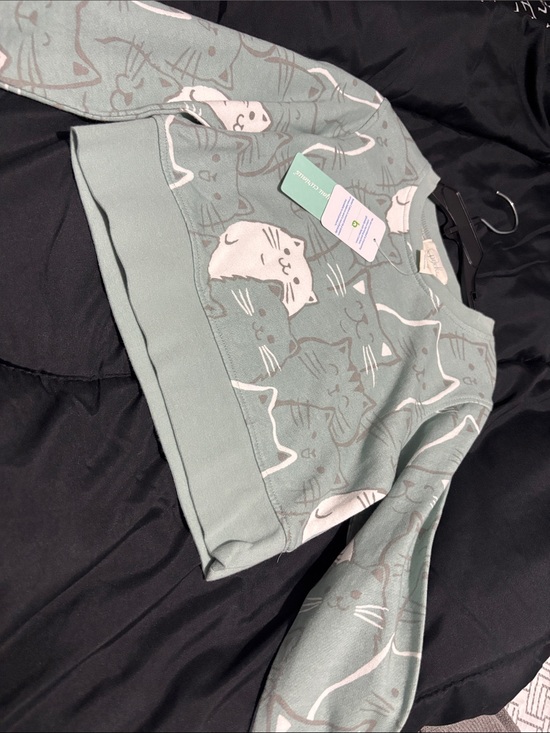 Peek Other - Peek Mint Cat Faces Pullover Sweatshirt